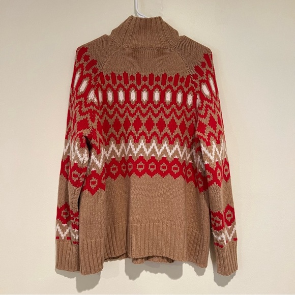 Vineyard Vines Wool Blend Knit Argyle Relaxed Holiday Winter Turtleneck Sweater - Picture 6 of 6